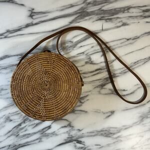 Round Rattan Straw Bag Wicker Purse Boho‎ Bag for Women Cross Body Cottagecore